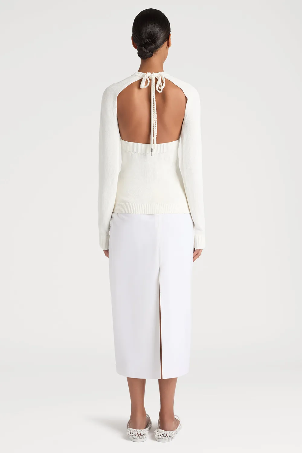 PORTS Cutout Couture PW225KFC01 maglione bianco cut-out
