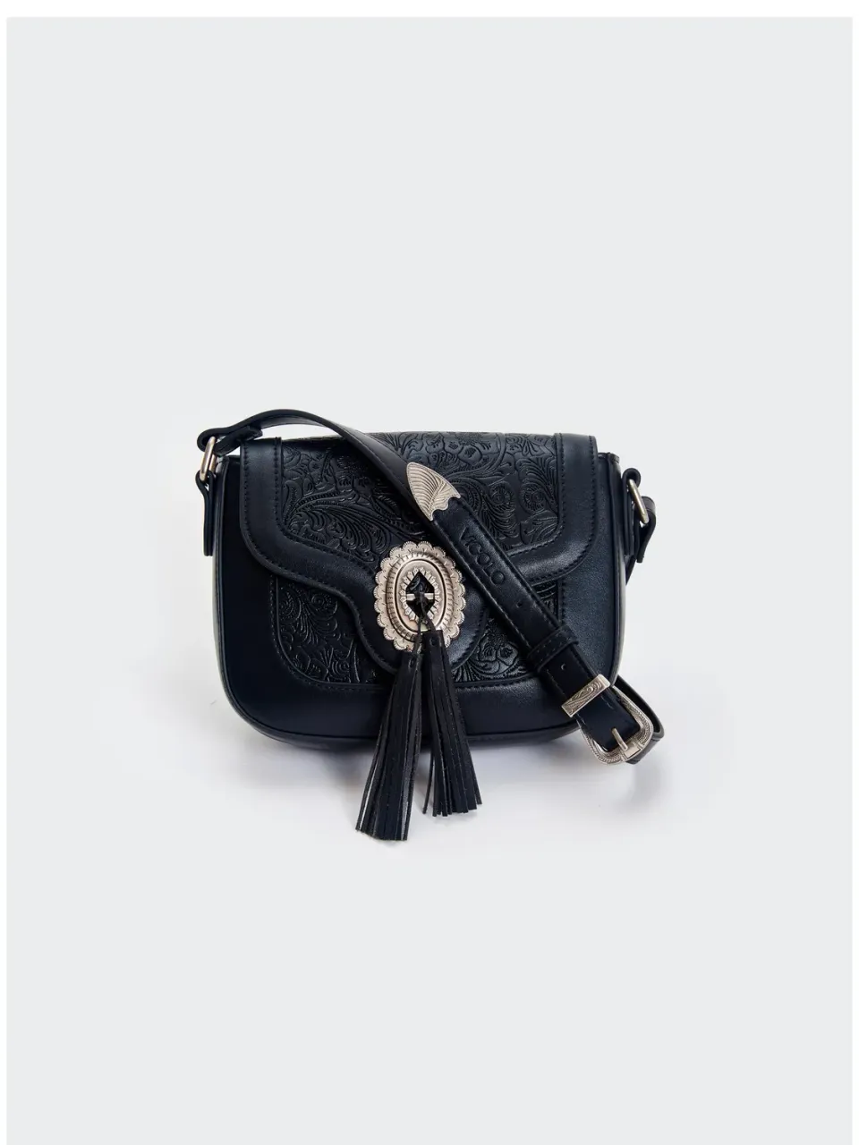 Vicolo Nomad Impressa Country borsa nera tracolla