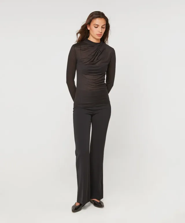 Rodier t-shirt drappeggiata nera maglia fine S