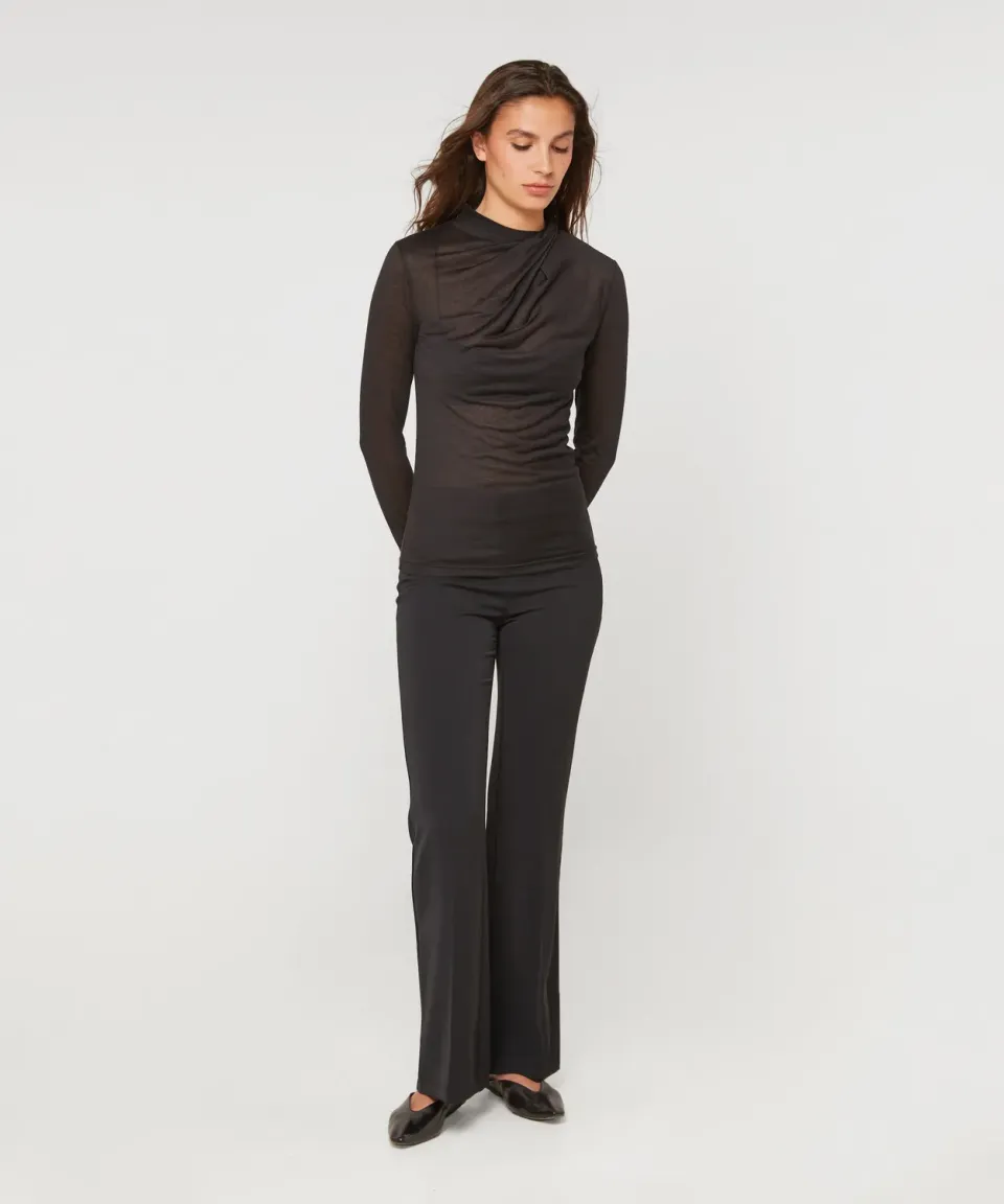 Rodier t-shirt drappeggiata nera maglia fine S