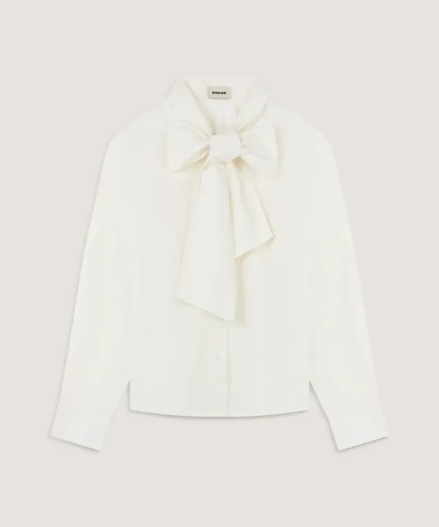 Rodier camicia bianca collo fiocco cotone S