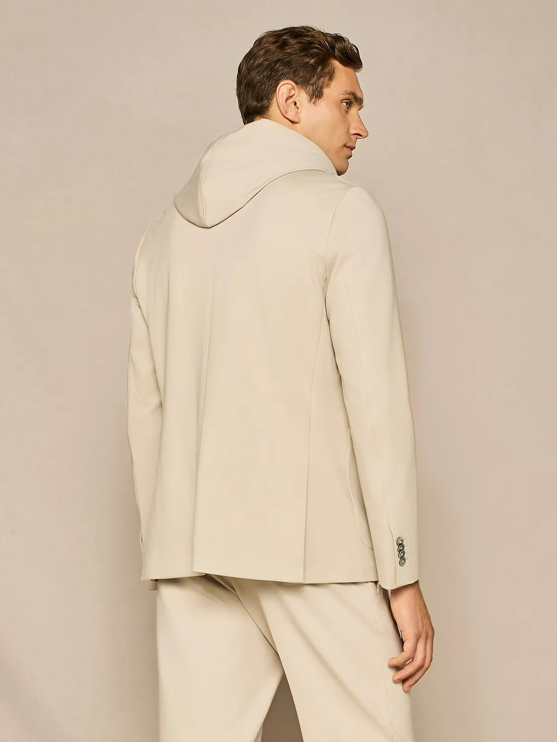Paul Taylor giacca sfoderata jersey beige con cappuccio