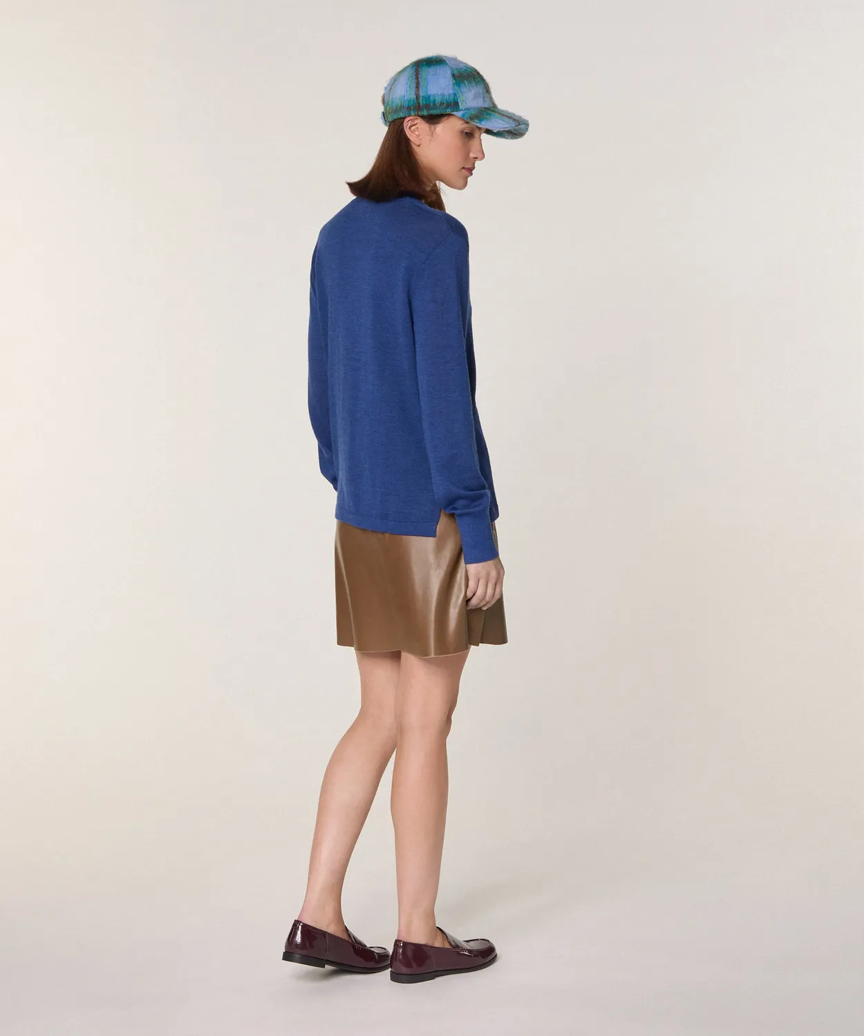 Rodier maglione collo tunisino merino blu zaffiro lana