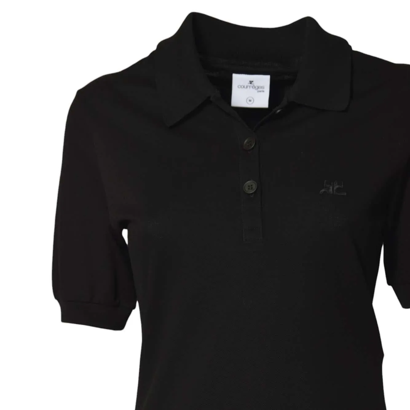 Courrèges 125JRO554 mini abito polo nero cotone