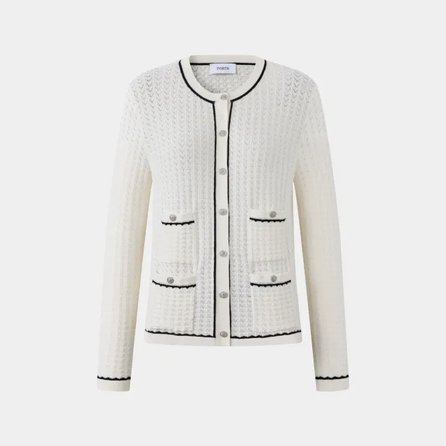 Ports Chic Trimming cardigan crema con bottoni