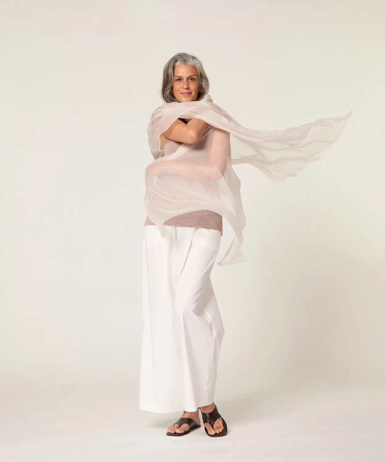 Rodier sciarpa cashmere bianco ecru donna