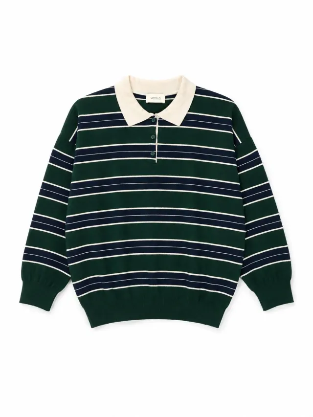 Vicolo polo a righe verde bottiglia
