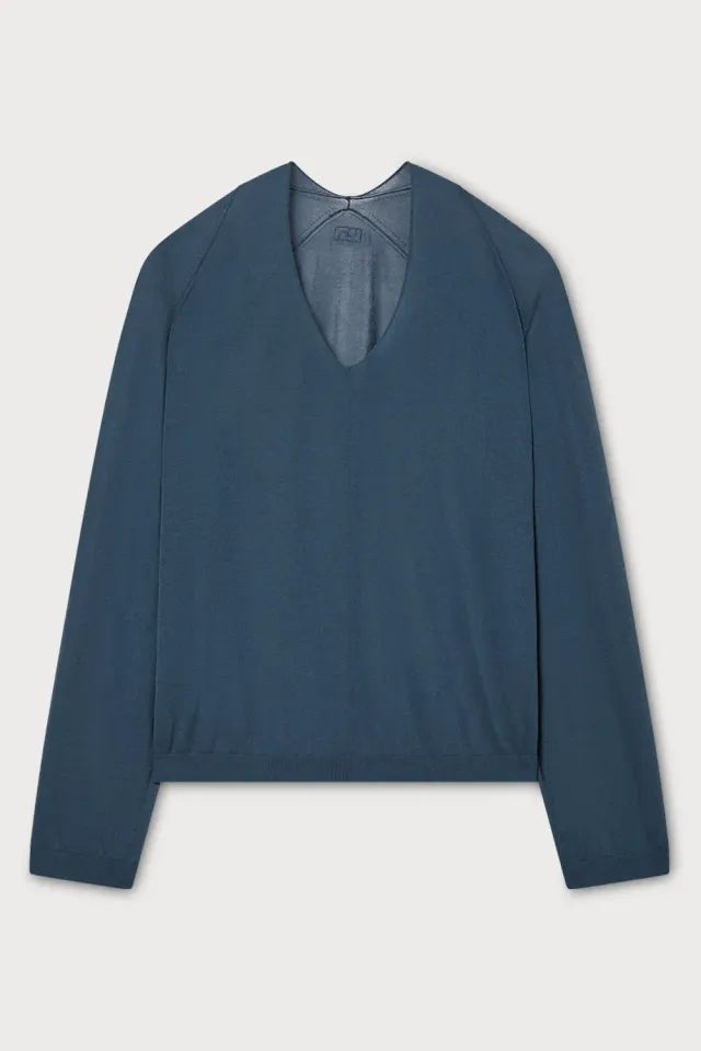 Ports 1961 V-Neck Knit maglia scollo a V orion blue