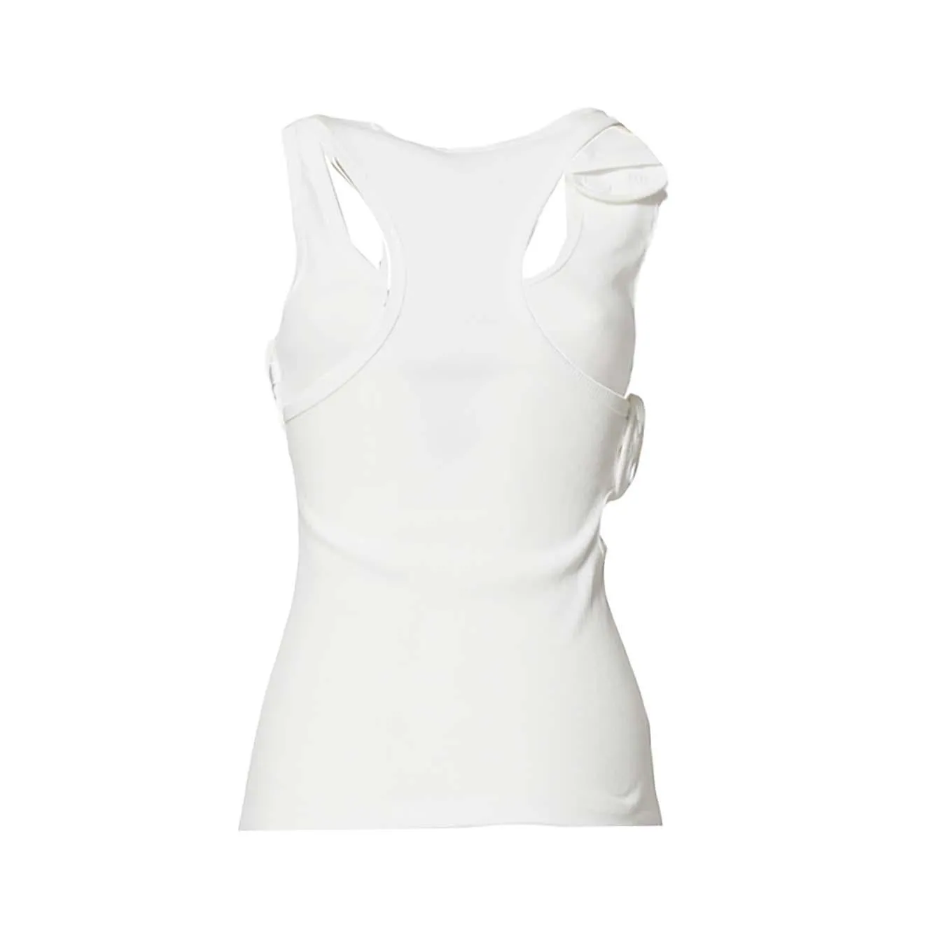 Courrèges 125JDE118JS0194 top costine bianco fibbia