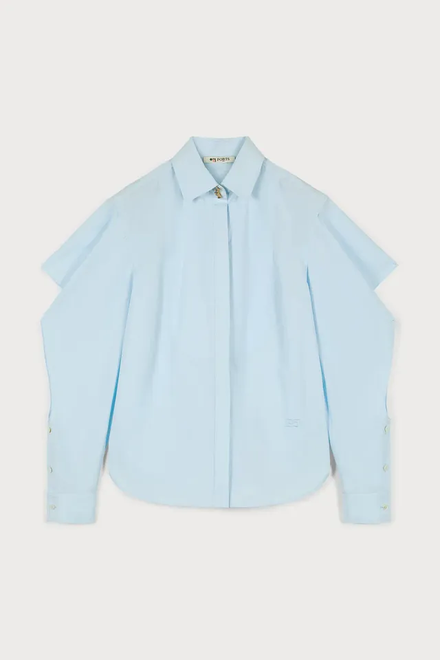 PORTS 1961 Cut-Out camicia cotone azzurra 36