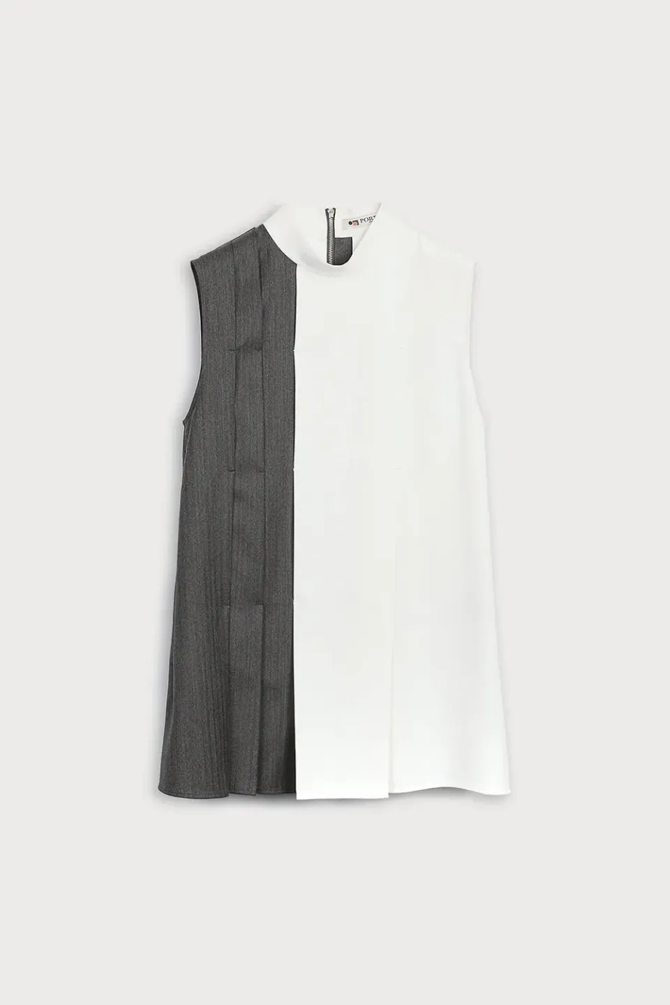 Ports 1961 Side Pleated Blouse camicia bianco-grigio pieghe