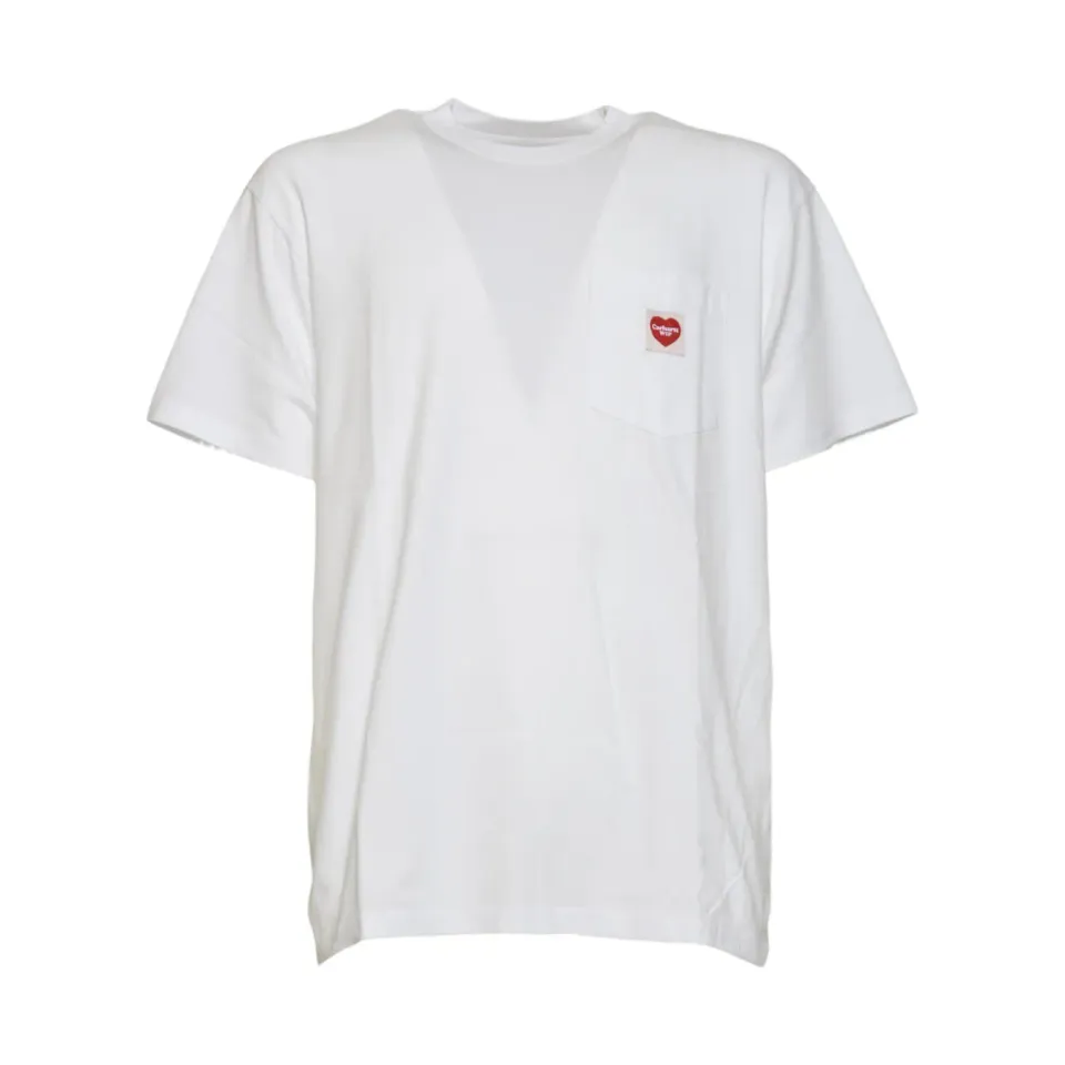 Carhartt WIP I032128 Pocket Heart t-shirt cotone bianco rosso