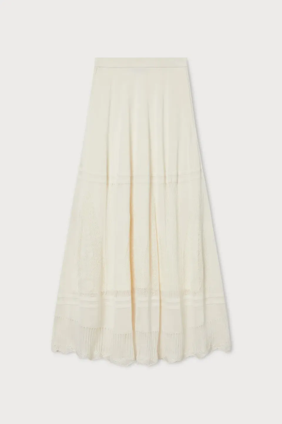 Ports Tiered Knit Skirt gonna maxi crema traforata