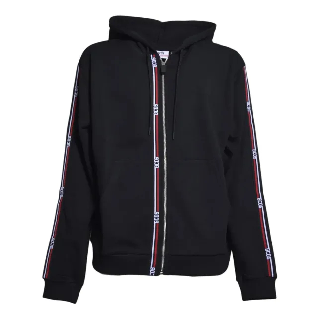 GCDS C1MEQE114F099 felpa con zip nero rosso