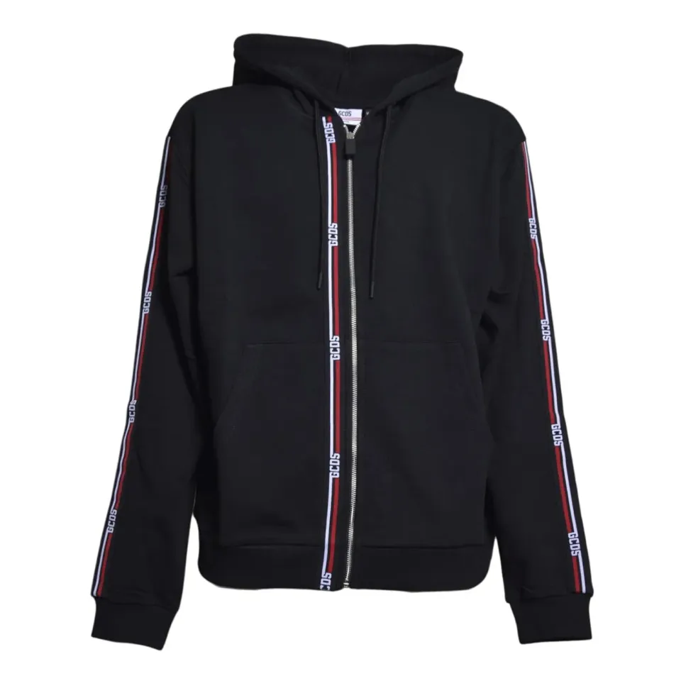 GCDS C1MEQE114F099 felpa con zip nero rosso
