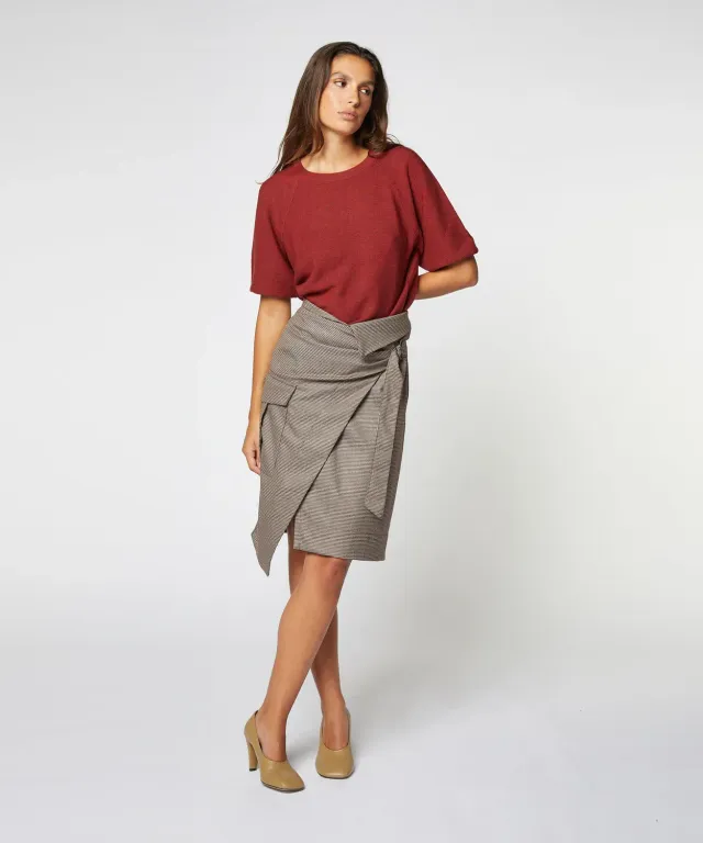 Rodier gonna portafoglio asimmetrica marrone midi
