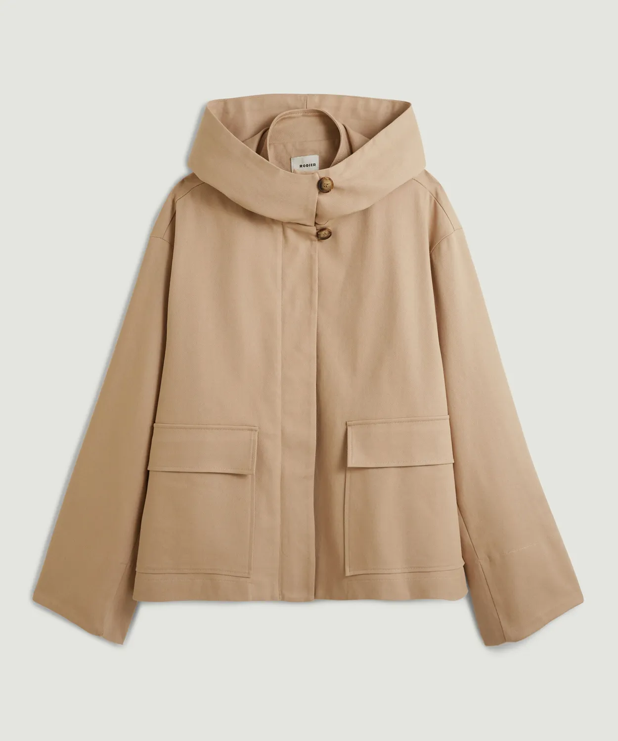 Rodier Giacca Oversize con Cappuccio Beige Cotone