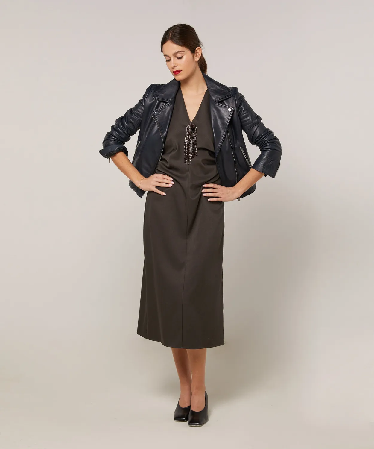 Rodier giacca perfetta pelle blu notte taglia 38 slim
