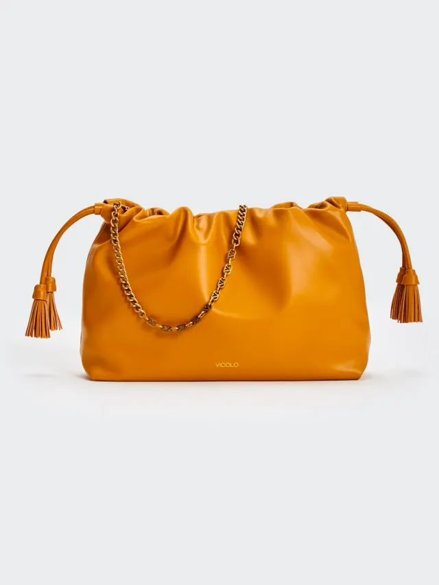 Vicolo Tassel borsa a spalla senape taglia unica ecopelle