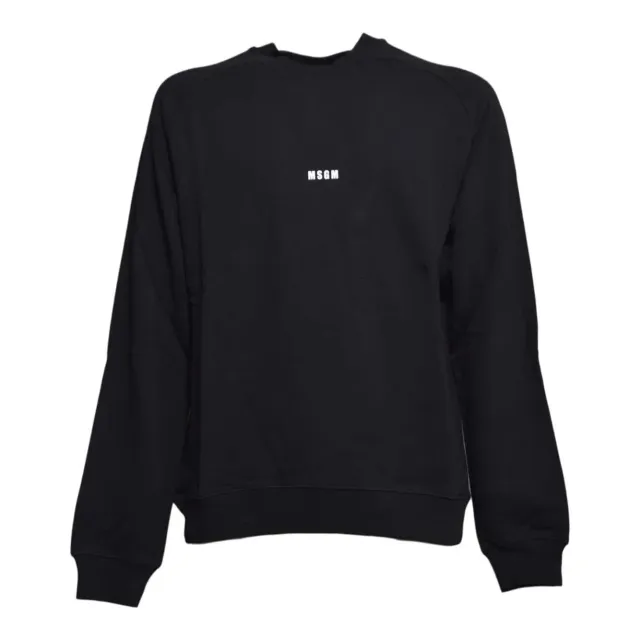 MSGM 2000MM503 felpa girocollo nera cotone logo