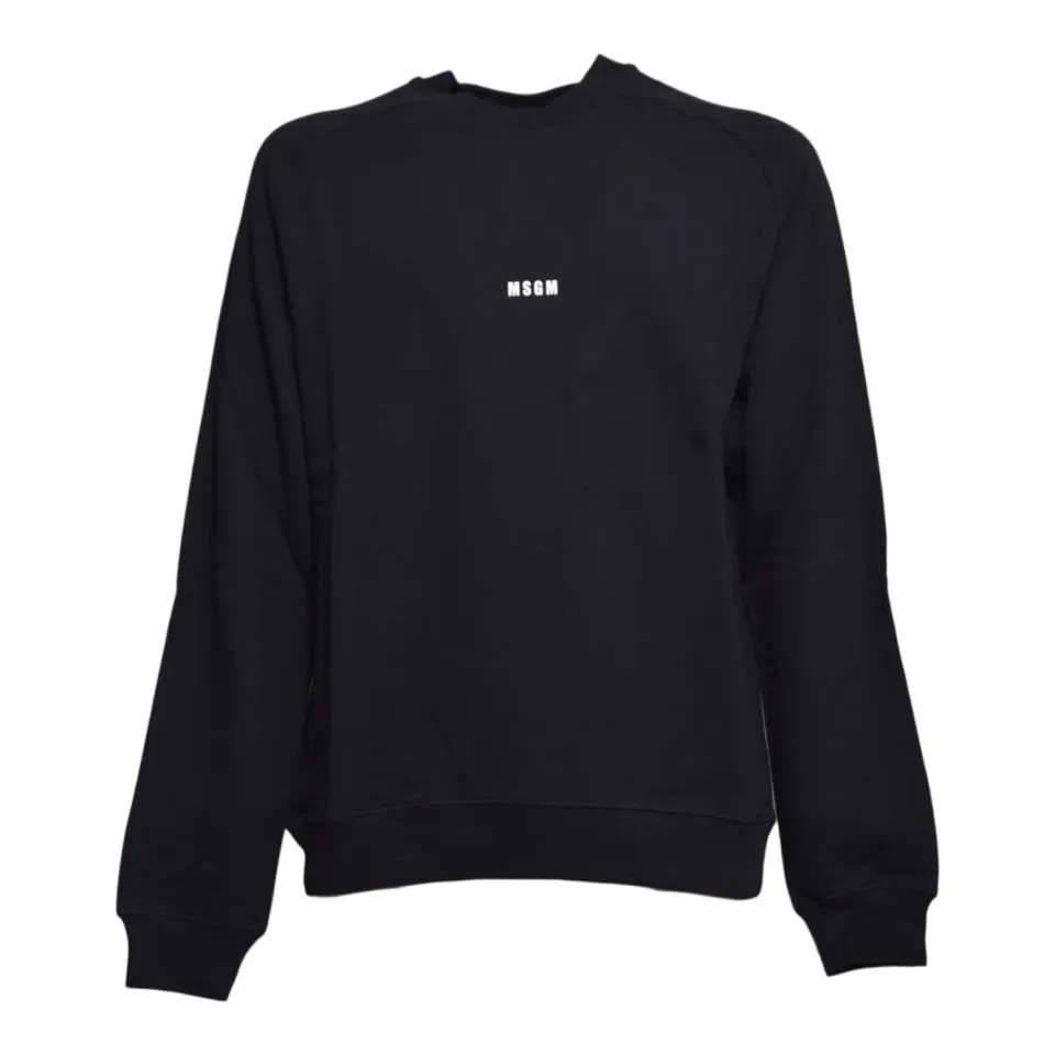 MSGM 2000MM503 felpa girocollo nera cotone logo