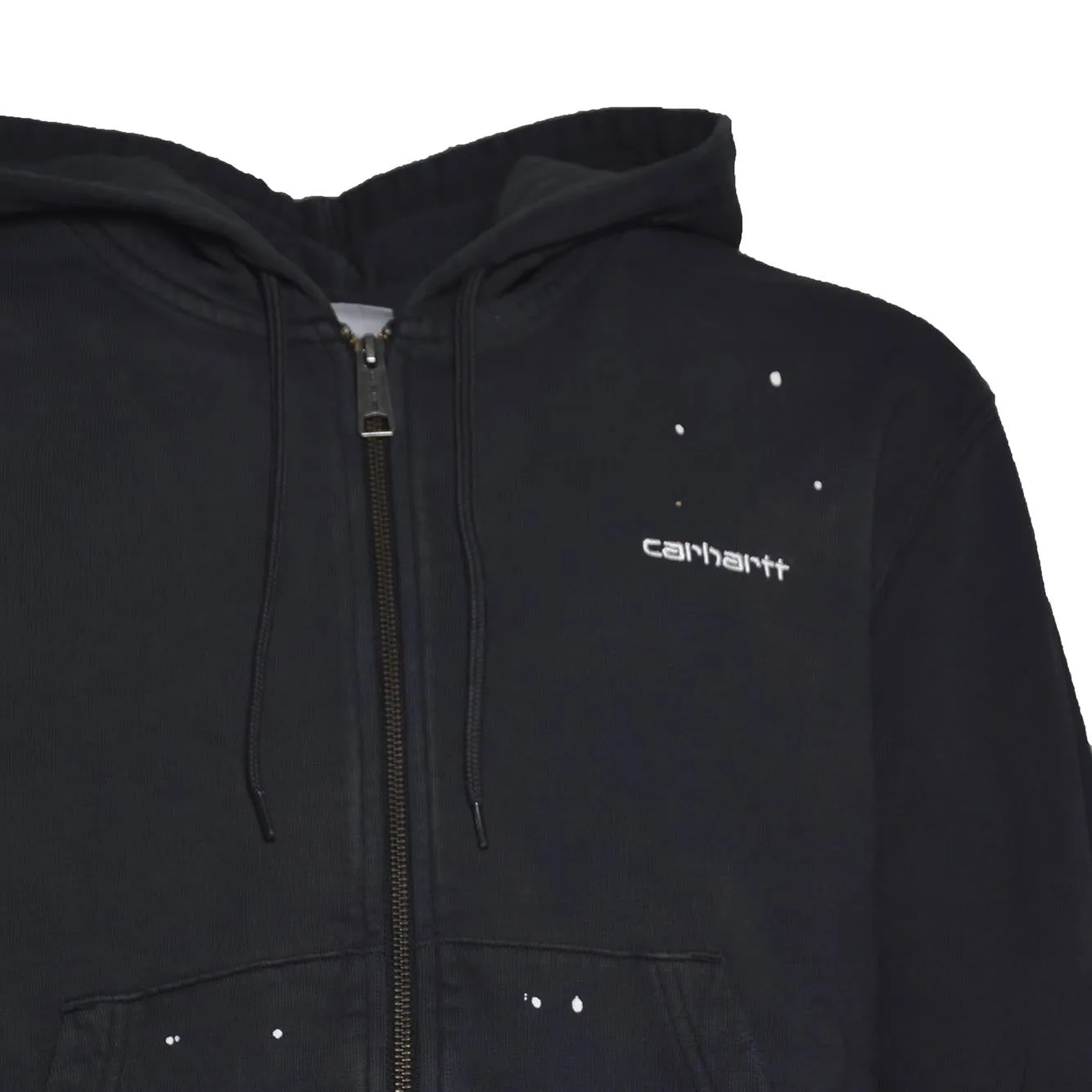 Carhartt WIP I036913 felpa zip nera cappuccio cotone