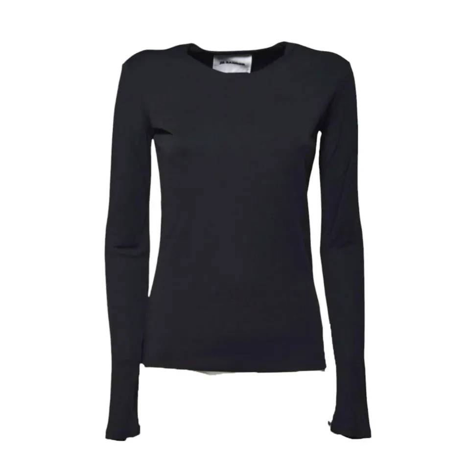 Jil Sander J04NC0003J65016 t-shirt maniche lunghe nera