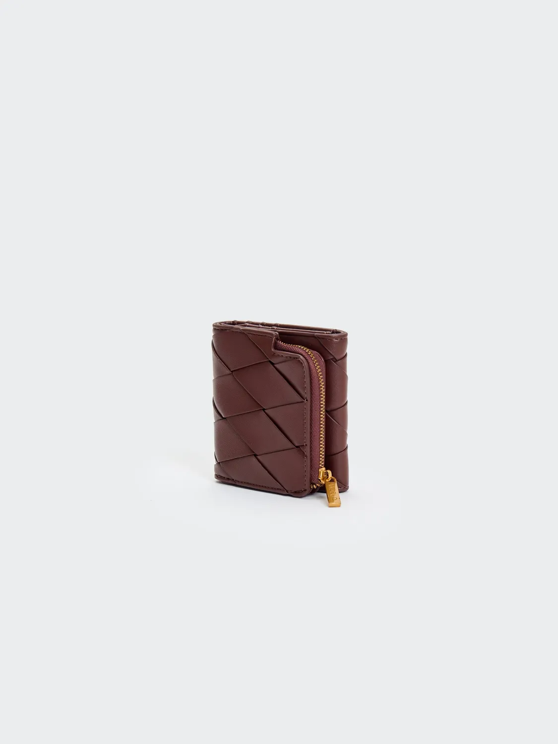 VICOLO Portafoglio Ecopelle Intrecciata portafoglio moka 10 cm