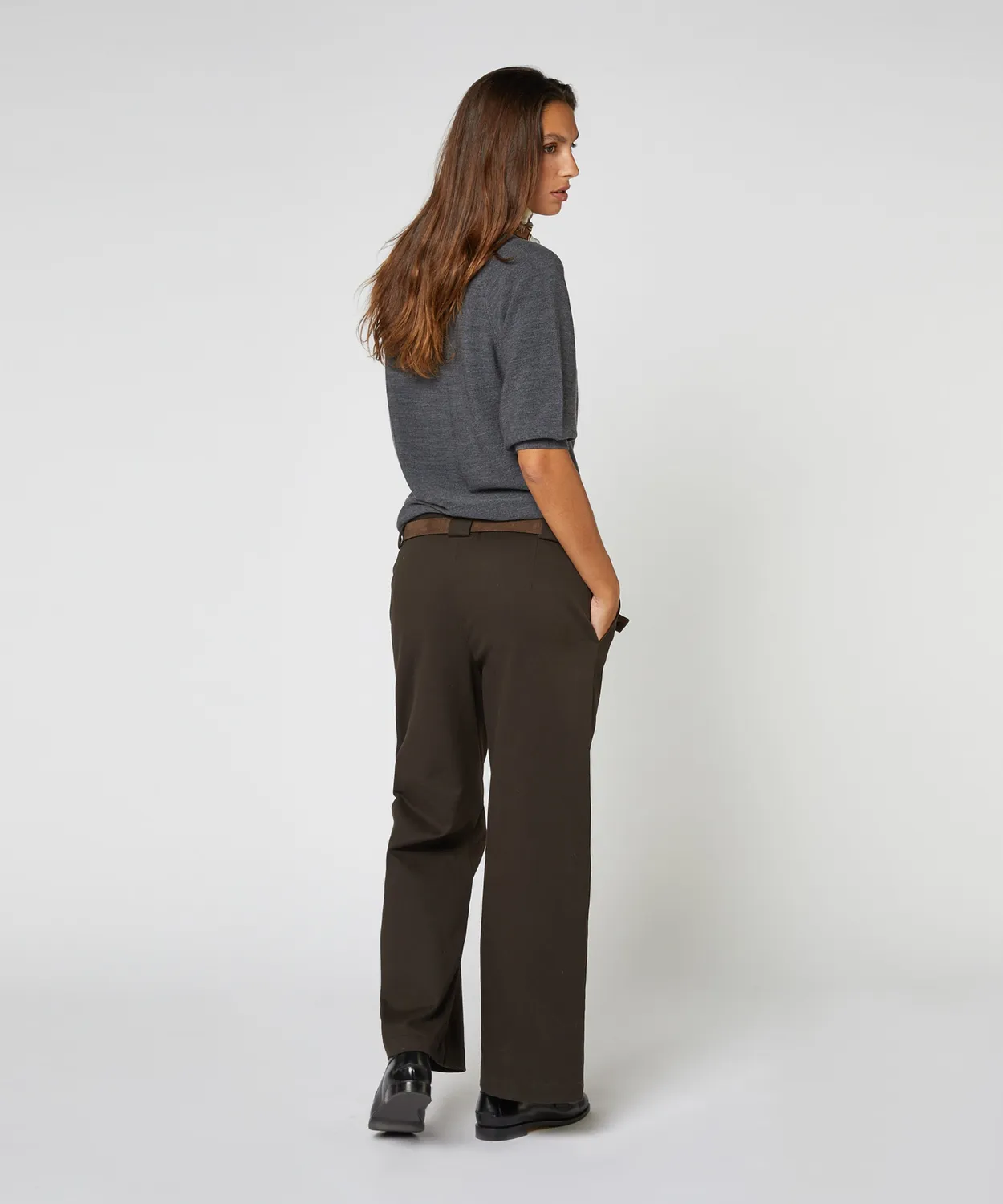 Rodier maglione merino girocollo grigio scuro maniche 3/4
