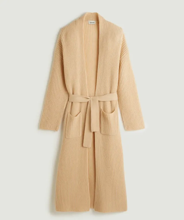 Rodier Cappotto lungo cashmere cintura beige chine