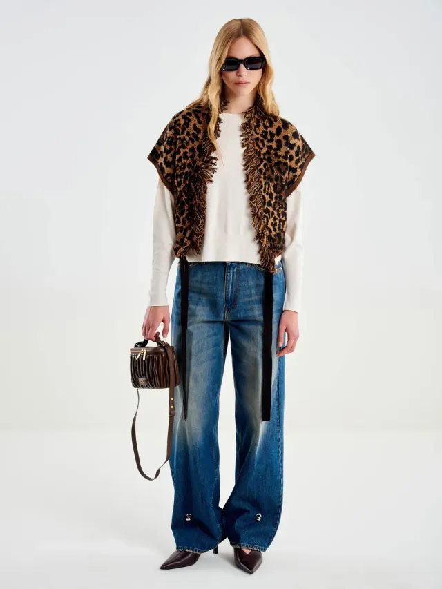 Vicolo Gilet Leopardato in Maglia Unica