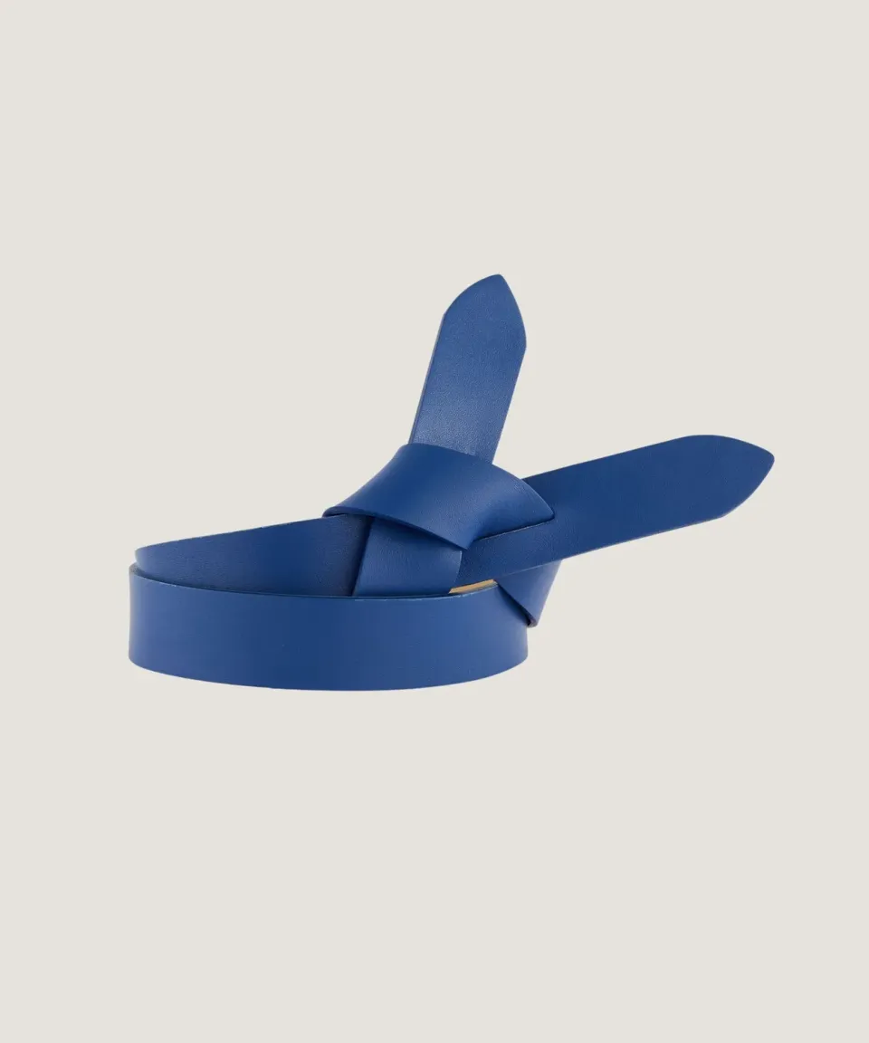 Rodier Cintura Pelle da Annodare Blu Royal lunga