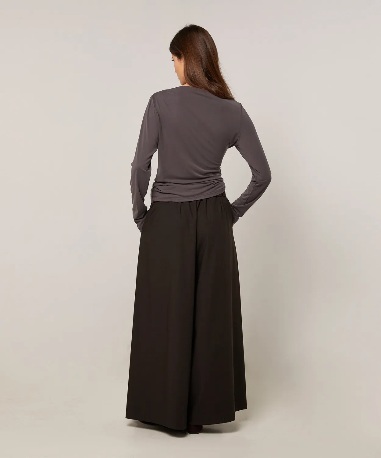 Rodier T-shirt drappeggiata maniche lunghe grigio antracite