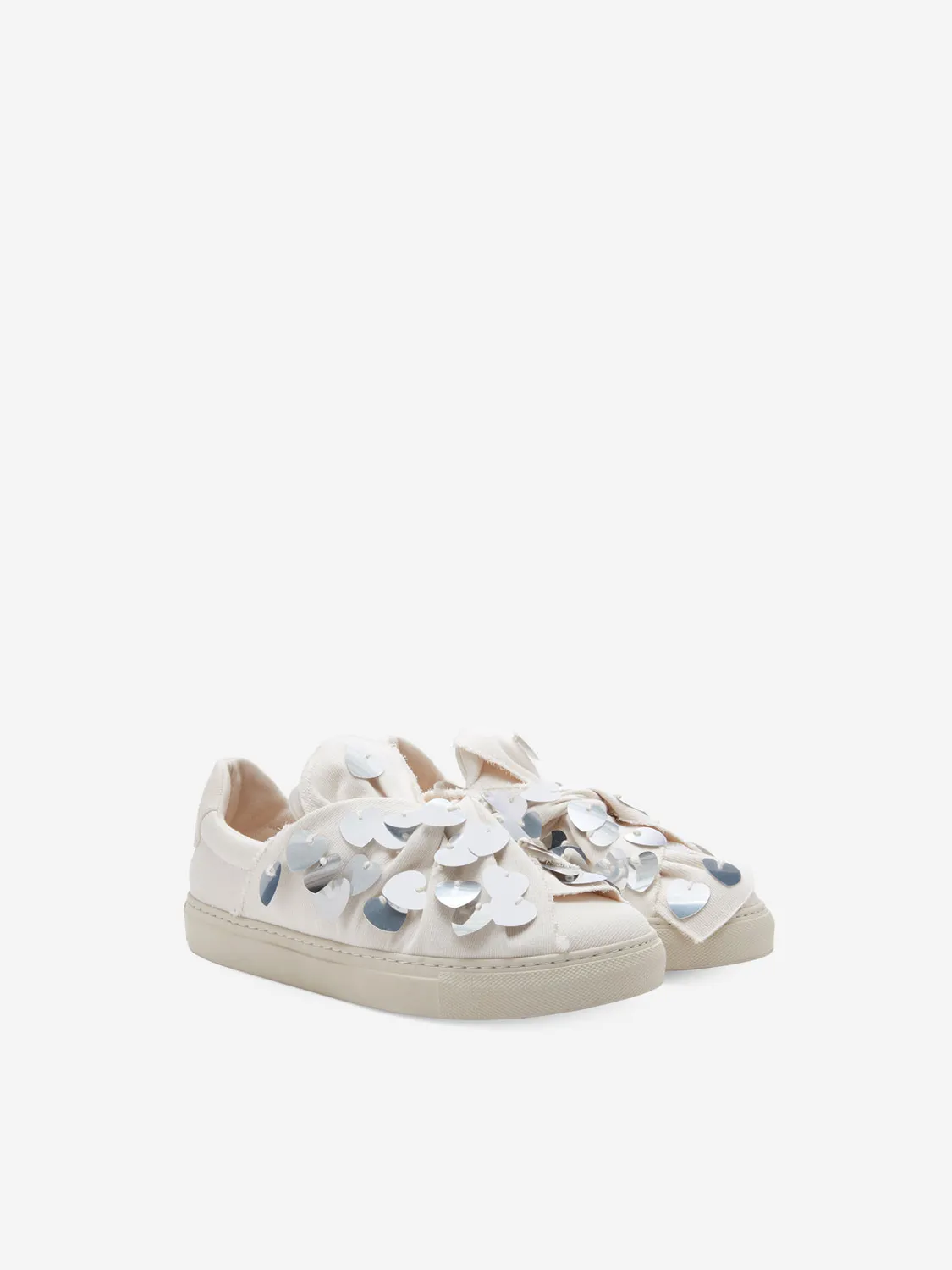 PORTS Bee Sneakers Hanging Heart slip on bianche 38 paillettes