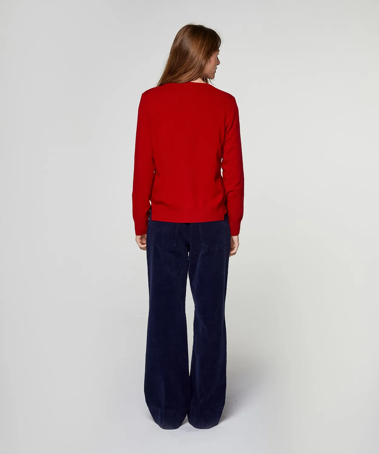 Rodier cardigan in cashmere rosso girocollo