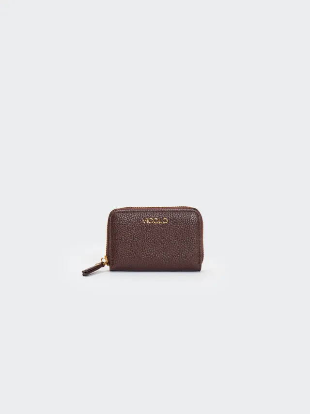 Vicolo Martellata portafoglio ecopelle moka zip
