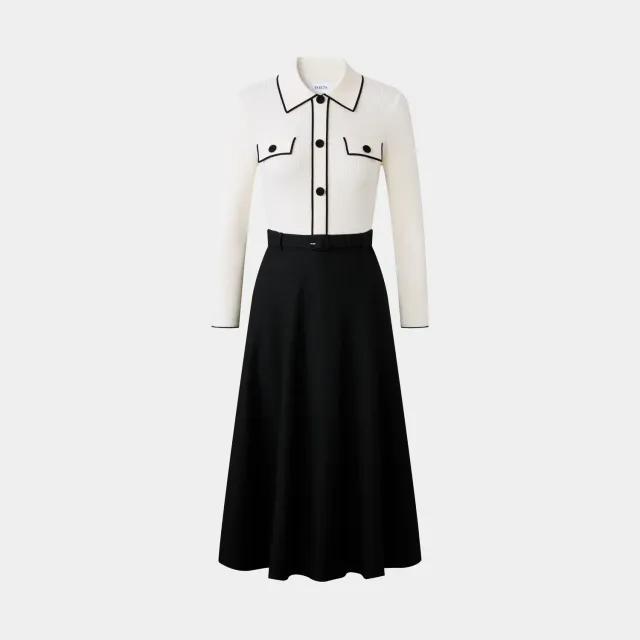 Ports FW25 Retro Stand Collar Dress vestito nero collo alto