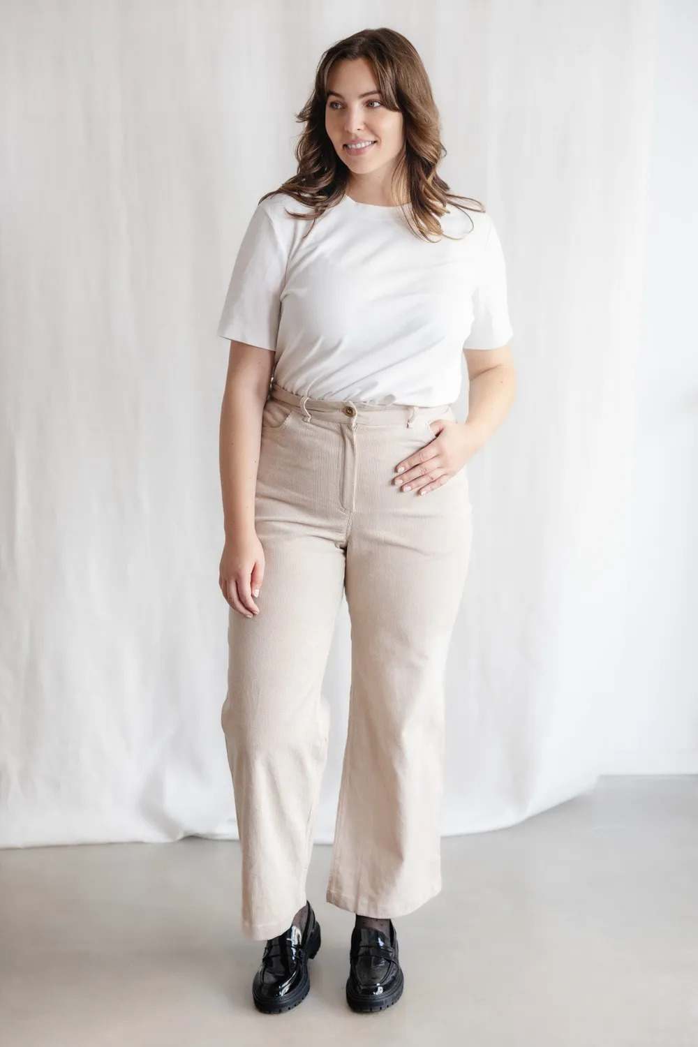 Jyoti Tushar Beige pantaloni velluto donna 34