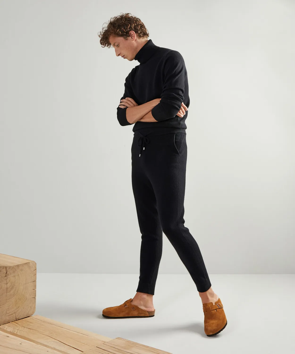 Rodier jogging cashmere pantaloni uomo nero