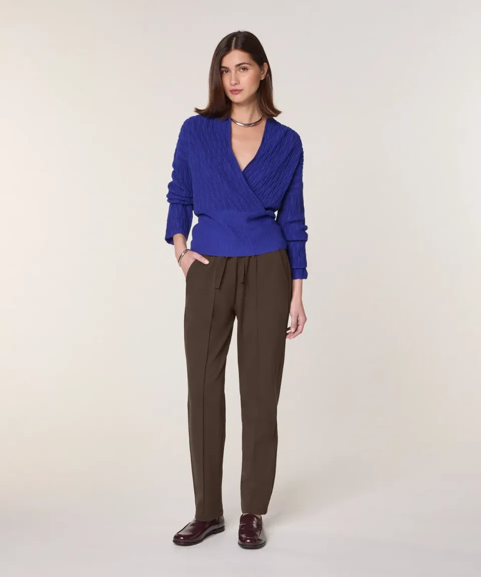 Rodier gilet avvolgente lana merino blu oltremare