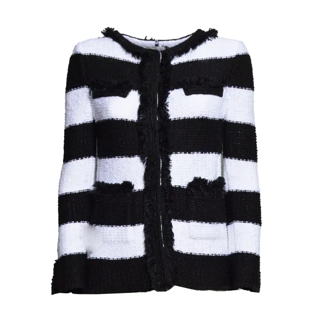 Charlott 797000 blazer righe bianco nero chanel