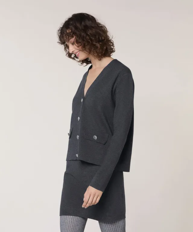 Rodier giacca corta maglia Milano grigio scuro donna