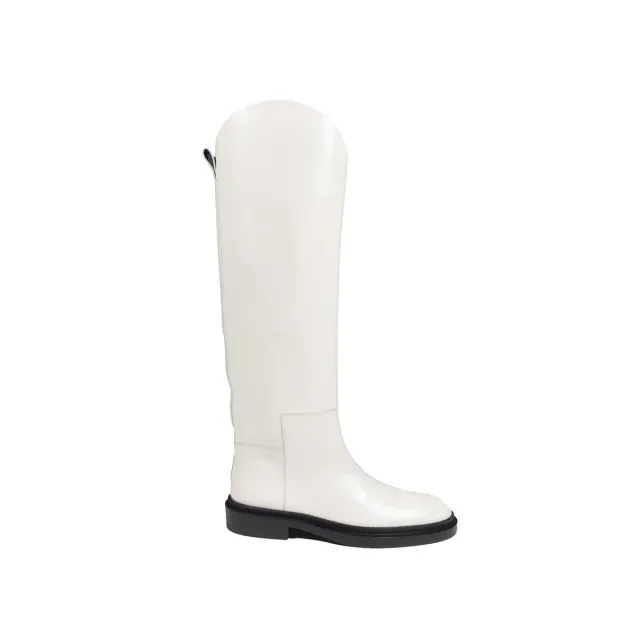 Jil Sander J15WW0020PS361 stivali pelle bianco tacco basso