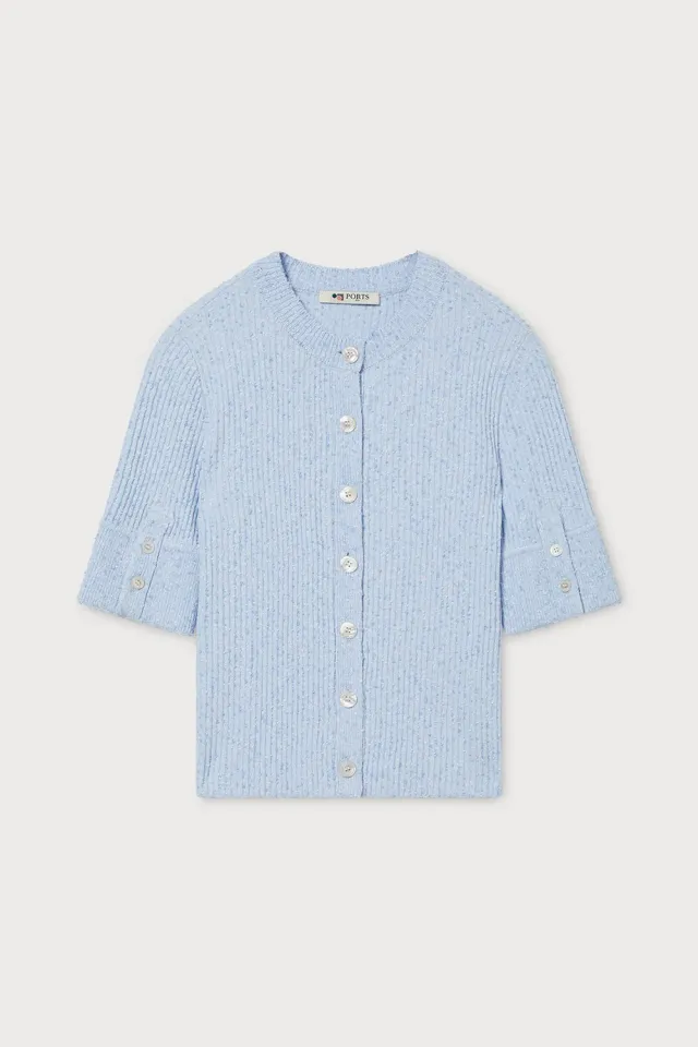 PORTS cardigan azzurro manica a gomito con bottoni