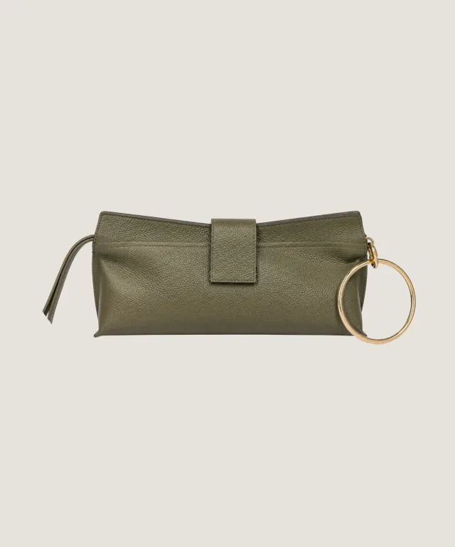 Rodier Vanessa pochette pelle agnello kaki