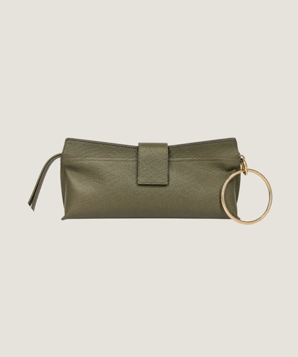 Rodier Vanessa pochette pelle agnello kaki