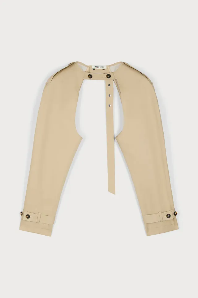 Ports Chic Buttoned giacca mantella beige cotone