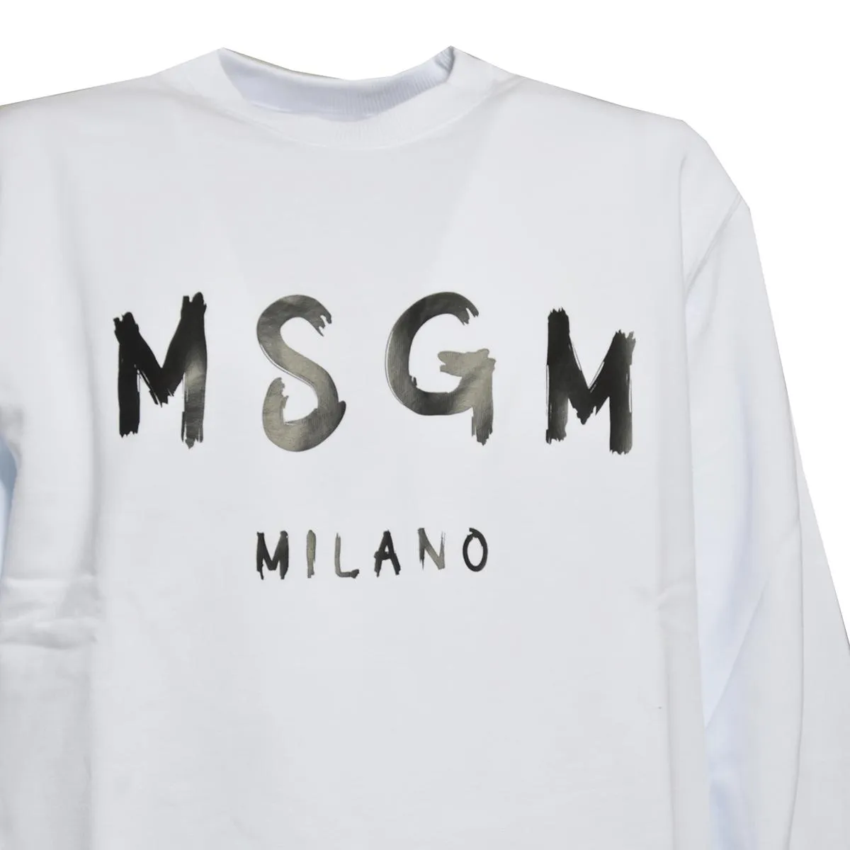 MSGM 2000MM513200000 felpa bianca cotone logo donna