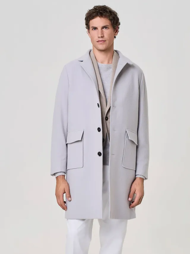 Paul Taylor cappotto lana collo dritto stone