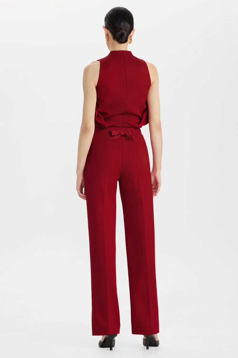PORTS PW426TST01-QWW049 pantaloni dritti lana rossa